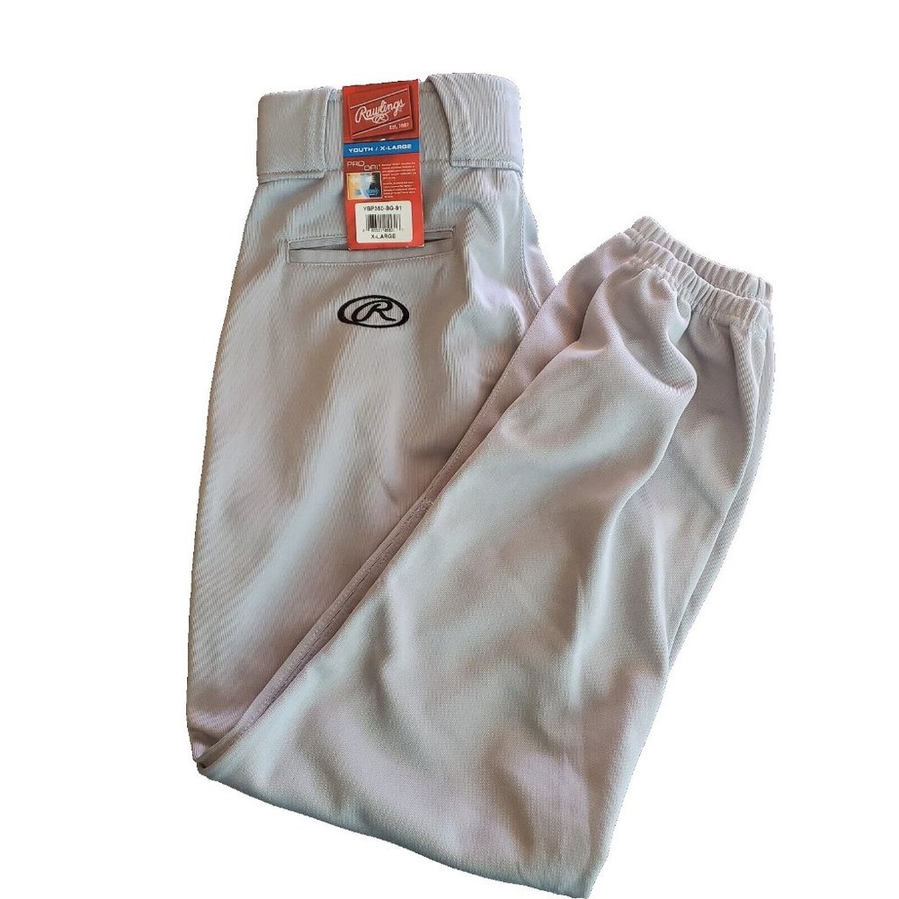 NEW Rawlings Pro Dri Youth Kids XL X Large Baseball Pants‎ Gray Cuffed